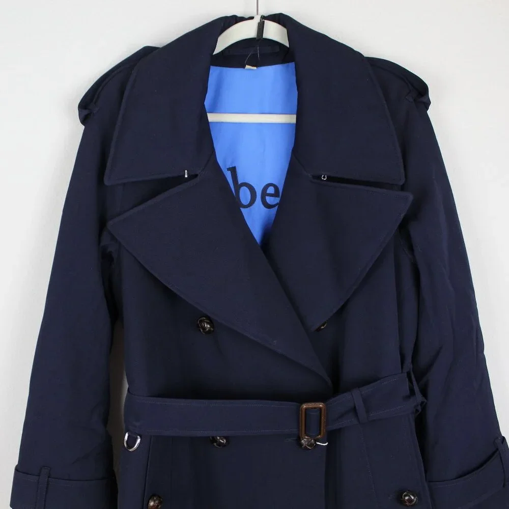 NWT Burberry Gemini Wool Trench Coat, US 12, Dark Blue Luxe Belted Iconic Style - Picture 10 of 16